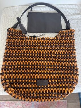 STAUD DRIFT SHOULDER BAG MULTI WOOD BEADS